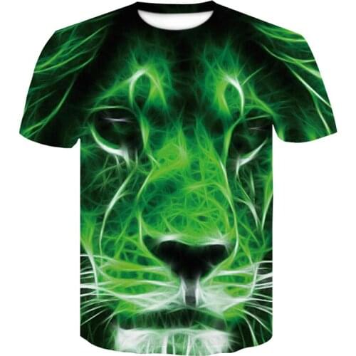 2020 new mens summer trend printed T-shirt green tiger head personality funny short-sleeved blazer
