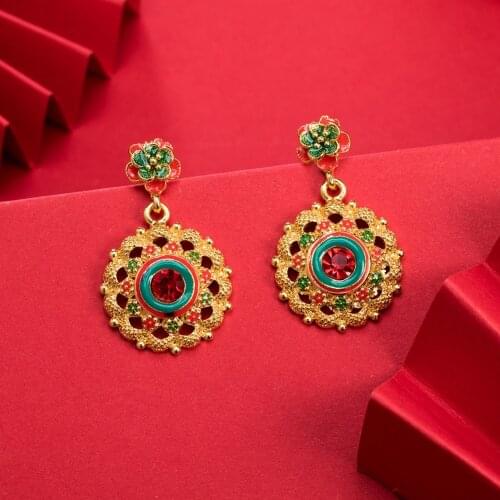 Dubai Gold Color Earrings 24K For Women Wedding Jewelry Womens Earrings For Girls Bridal Wife Gifts African Dubai French