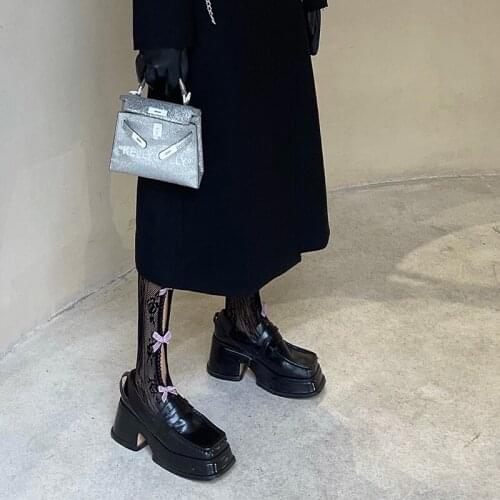 New Pumps Women Square Toe Black Mary Jane shoes Female Thick-Heeled Platform Shoes Women Retro High Heels Zapatos de mujer