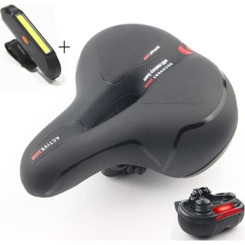 Comfortable Bike Seat Waterproof Wide Bicycle Saddle for Women Men Bike Cushion with Taillight for MTB Road Bike Scooter
