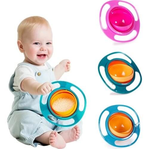 Universal Gyro Bowl Practical Design Children Rotary Balance Novelty Bowl 360 Rotate Spill-Proof Solid Baby Feeding Dishes