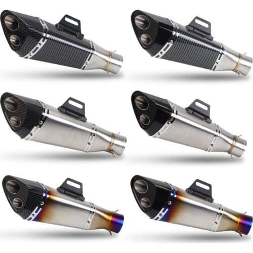 Universal Motorcycle Modified Muffler Escape Exhaust Pipe Triangle Carbon Fiber Double Tail Sports R3 Z900 ZX10R Z800 G310R G310