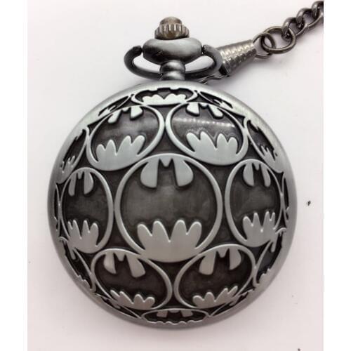 Vintage Gray and black Fashion quartz steampunk Necklace pocket watches gift