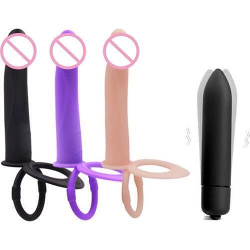 Waterproof double silicone dildo vibrator with anal plug male and female couple toys add sex feeling lesbian sex toy anal dildo