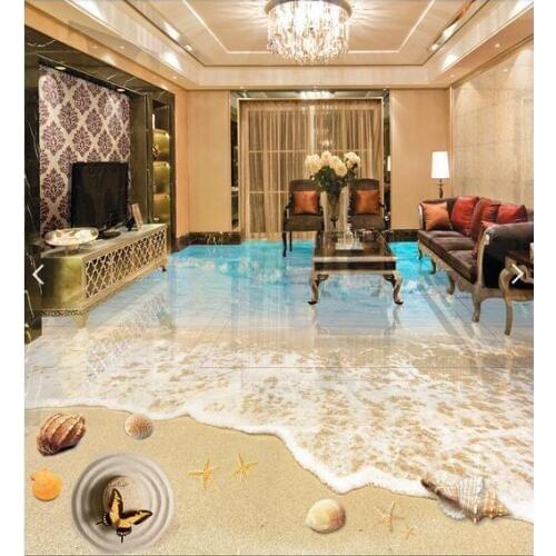 3 d flooring High-end custom pvc wall sticker 3 d seaside beach scenery painting 3d room flooring photo wallpaper for walls 3d