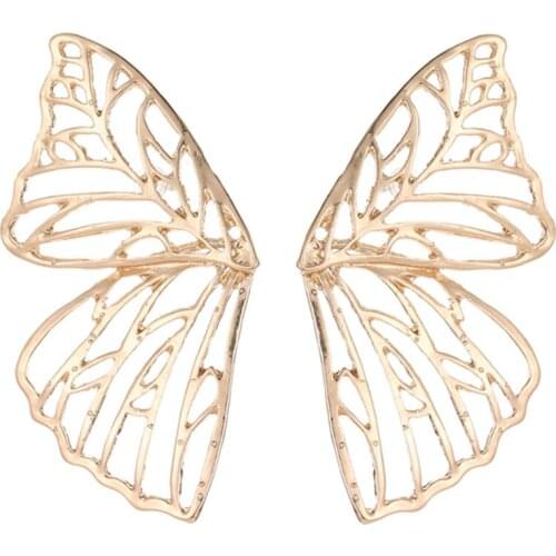 Female Hyperbole Stud Earrings Trendy Butterfly Wing Shaped Hollow Design Surprise Birthday Present For Women Dropshipping