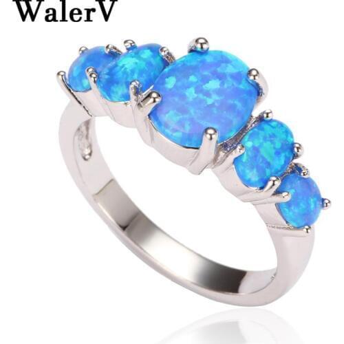 WalerV New Ring for Womens Lady Rings Fashion Charm Opal Oval Shape Jewelry Ring Wedding Ring Finger Gift