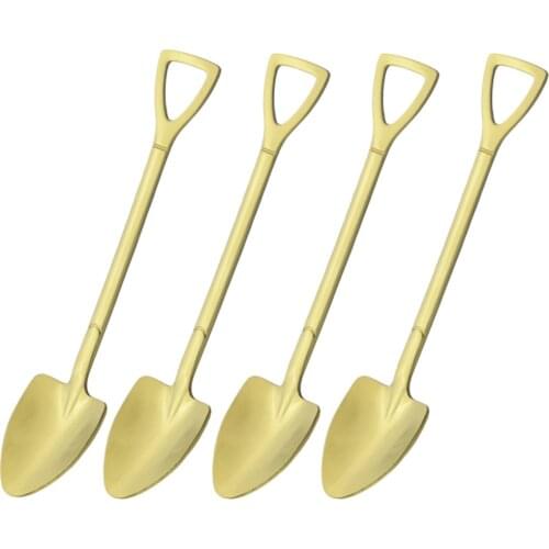 Gold Ice Cream Stirring Spoon Tool Stainless Steel Shovel Spoon Set Creative Tea Spoon Dessert Spoon Cutlery Set with Gift Box