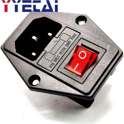 1PCS AC-01 AC power socket switch with lamp with insurance tube seat with ear 15A/250V DD