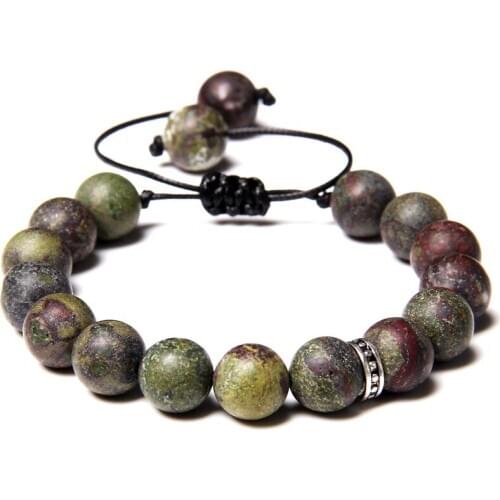 10mm Round Natural Dragon Blood Stone Braided Bracelet Men Handmade Agates Gem Stone Beaded Energy Bracelets Bangles Jewelry