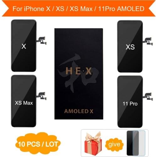 10PCS AAA+++ AMOLED For iPhone X HEX LCD Display With 3D Touch Screen Digitizer Assembly Replacement 100% No Dead Pixel Pantalla