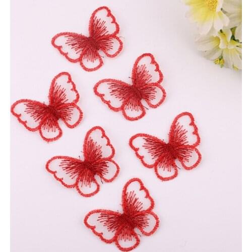 20pcs 4cm Embroidery Mesh Butterfly Patches Appliques for Clothes Sewing Supplies DIY Hair Clip Accessories