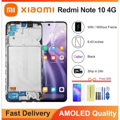 6.43'' Super AMOLED For Xiaomi Redmi Note 10 4G LCD with Frame M2101K7AG Touch Panel Screen Digitizer For Redmi Note10 Display