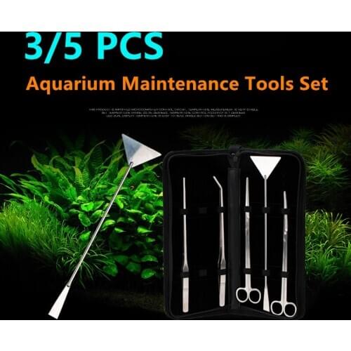 3/5 pcs Aquarium Tools Set Plants Tweezers and Scissors Grass Stainless Steel Cleaning Tools Water Plants Fish Tank Accessories