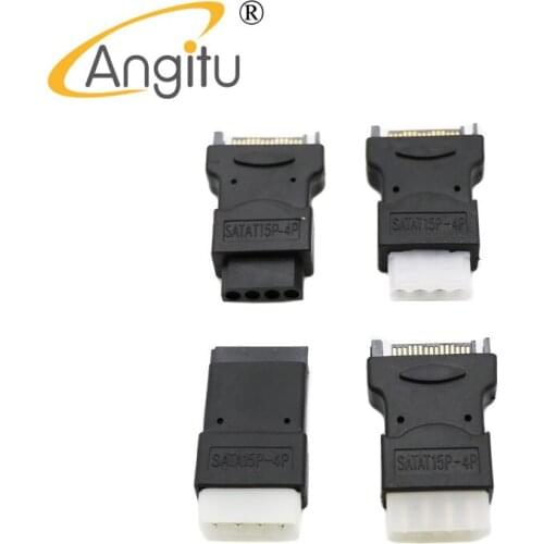 Angitu Molex/IDE to Sata 15pin Plug Adapter Converter Sata Serial M-F Power Hard Drive Adapter