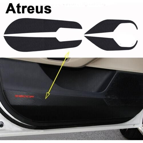 Atreus 4pcs For Ford Focus 3 4 Kuga C520 Mondeo MK 5 V Edge Eco Sport 2017 Car 3D Door Anti Kick Pad Mat Carbon Fiber Stickers
