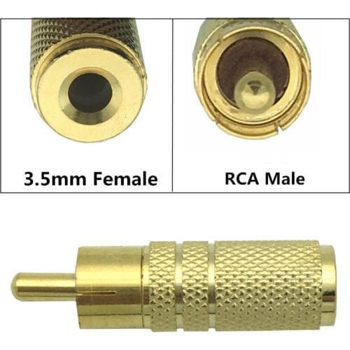 3.5mm 1/8" Aux Mono Female Jack to RCA Male Plug Gold Plated Audio Adapter F/M adapter