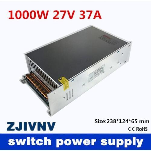 Big wat Single Output 1000W 27V 37A Switching Power Supply Transformer input AC110V or 220V TO 27vDC SMPS