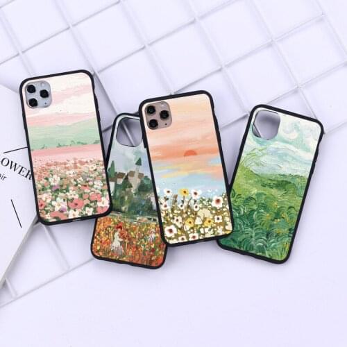 Retro Art Oil Painting Landscape Phone Cases For iPhone 13 12 Mini 11 Pro X XR XS Max 5 5S SE 2020 7 8 6 6S Plus Silicone Coques
