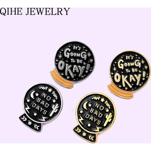 Black Magic Crystal ball Enamel Pins No bad days Custom Brooches Wholesale Badge Witch Gothic JewelryLapel Pin For Women Men