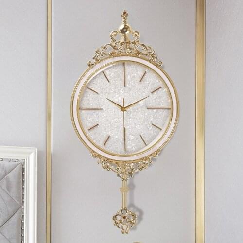 Nordic Luxury Wall Clock Creative gold Living Room slient vintage Modern Minimalist Swing Clock Metal Home detcor