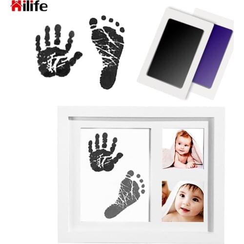 Newborn Baby Souvenir Ink Pad Storage Memento Baby Footprint Imprint Kit Non-Toxic Gifts Infant Clay Toy Handprint Casting