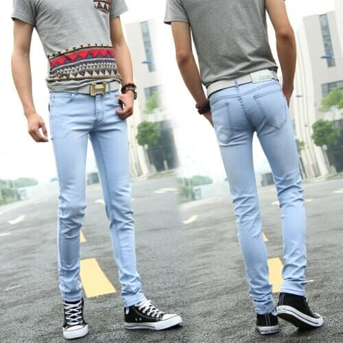 Jeans Men stretch Fashion men denim pants Korean version Mid waist Straight Leg Thin jeans homme extensible Cotton male jeans