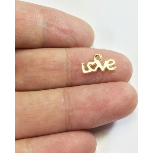 Eruifa 20pcs 12*4mm Mini LOVE Charms Zinc Alloy necklace,earring bracelet jewelry DIY handmade 2 colors