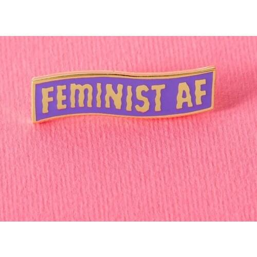 Feminist Af Purple Banner Feminism Enamel Brooch Pin Backpack Hat Bag Collar Lapel Pins Badges Women Mens Fashion Jewelry Gifts