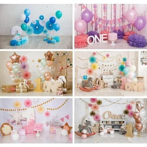 Brick Wall Happy 1st 2 3 Birthday Baby Showe Decro Balloon Photo Backgrounds Customized Photographic Backdrops For Photophone