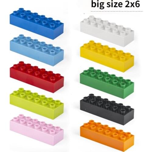 Brick 2x6 5pcs/lot DIY Classic Education Building Blocks Compatible With Lego Duplo Large Bricks plastic Toys For Children