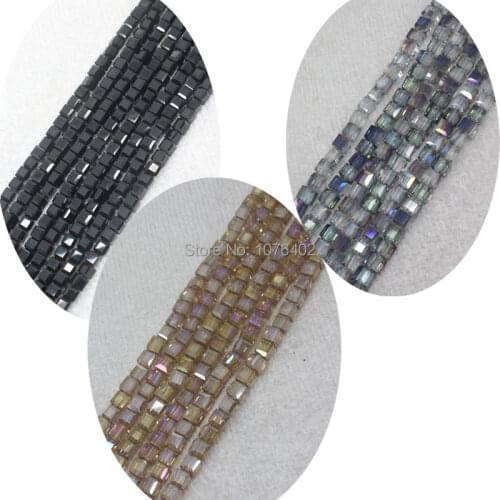 Mini. order is $7! 5mm Black,Gold Glass Square Loose Beads 99pcs