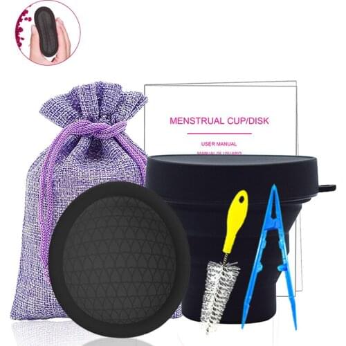 Timkdle Reusable Menstrual Disc Flat-fit Design Extra-Thin Silicone Period Cup Copa Menstrual Disk for Women with Sterilizer
