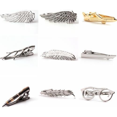 Angel wings men black tie clip