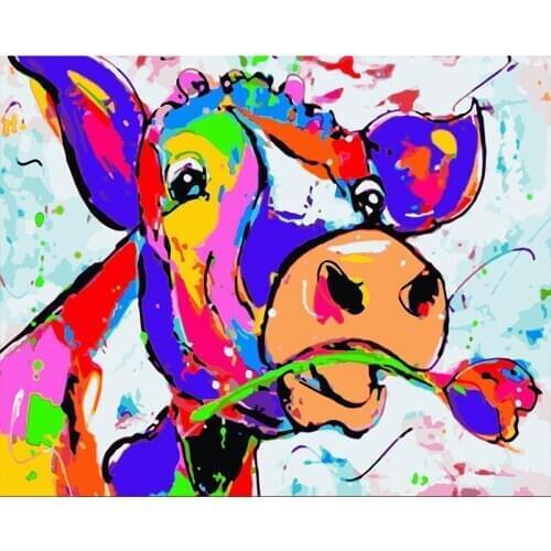 DIY Painting By Numbers Cattle Drawing On Canvas HandPainted Painting Art Gift DIY Home Decoration
