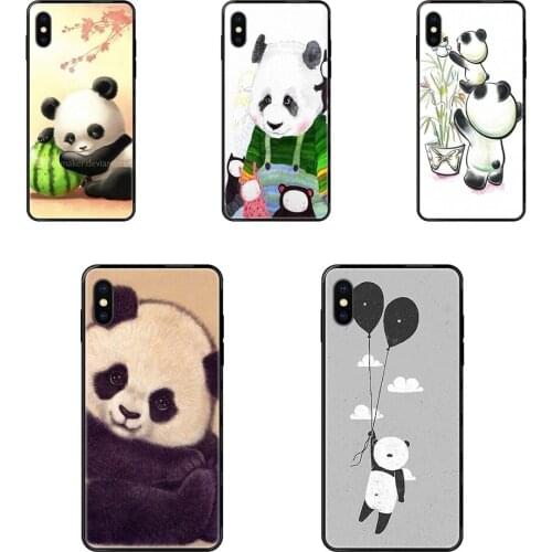 New For Galaxy A10S A20 A20S A20E A21S A30S A40 A50 A70 A71 A70E A5 A6 A7 A8 A10 2017 2018 Cute Cartoon Panda China Black Soft
