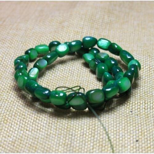 Wholesale Gravel Shape 5-8 mm Natural Shell Dye Deep Green Beads For Jewelry Making Stone DIY Bracelet Necklace Strand 15