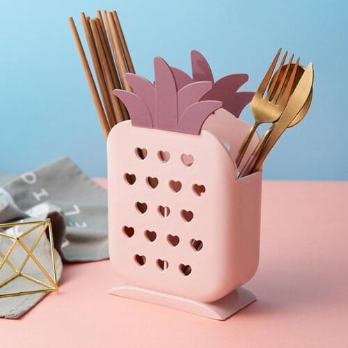 Plastic Chopsticks Storage Holder Pineapple Spoon Fork Rack Knife Storage Rack Drain Tableware Organizer Hollow Cutlery Drainer