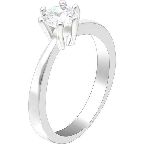 Mothers Day Gift White CZ Color Classic Authentic Brass Ring Lovers gift Wedding Ring Original 6mm round cz Jewelry