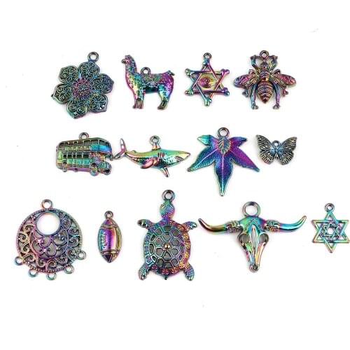 DoreenBeads Charms Metal Pendants Multicolor AB Color Spider Fishtail Animals Charms DIY Making Necklace Earring Jewelry,1Packet