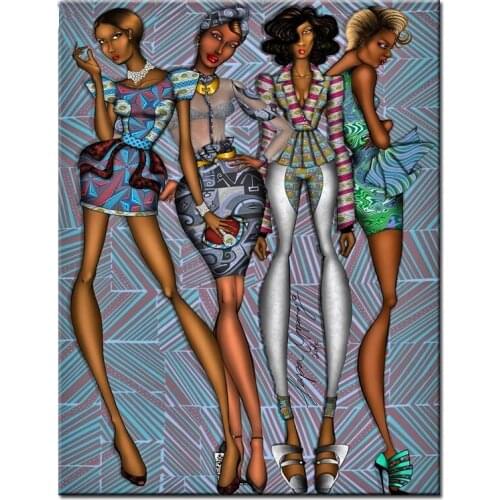 Full square diy diamond painting african girl mosaic 3d diamond embroidery fashion women room decoration gift painting E1628