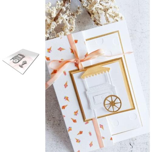 Ice Cream Truck Cutting Dies and Stamps Scrapbook Dariy Decoration Stencil Embossing Template Diy Greeting Card Make Albums