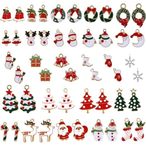50x Alloy Christmas Charms Pendant Snowman Moon Santa Claus DIY Clothes Sewing Necklace Bracelet Anklet Jewelry Making Art