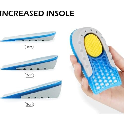 Bangni Inner Heightened Insole Height Increase TPE Jelly Gel Half Shoes Pad Invisible Massaging Feet 1-3cm Lift For Men Women