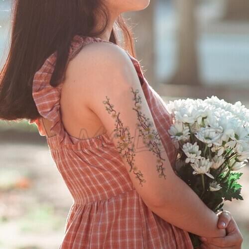 Tattoo Sticker Cute Flower Band New Waterproof Temporary Lovely Plant Element Body Art Hand Foot for Girl Women Men Kid