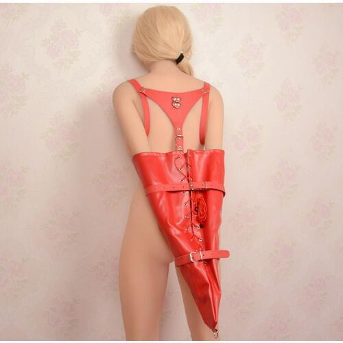 Unique Design Womens Sexy Costume Faux Leather Bondage Restraints Hand Back Belt Slave Game Erotic Fetish BDSM Couple Toys