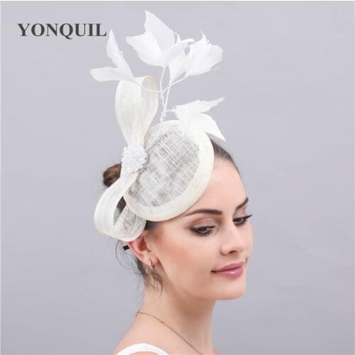 Ivory Fascinator Accessory In Womens Fedora Sinamay Chapeau Female Ladies Elegant Vintage Wedding Occasion Race Headwear SYF523