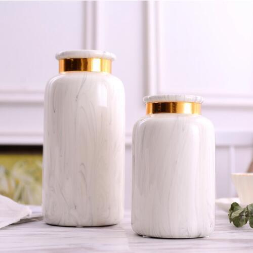 High quality Gold rim Porcelain Vase Ceramic Flower Vases for Room Study Hallway Home Wedding Decoration Modern