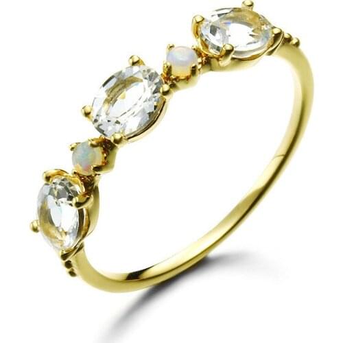 Jewelry natural Topa Australian Treasure engagement Ring Womens Light jewelry all-match Ring anillos anel