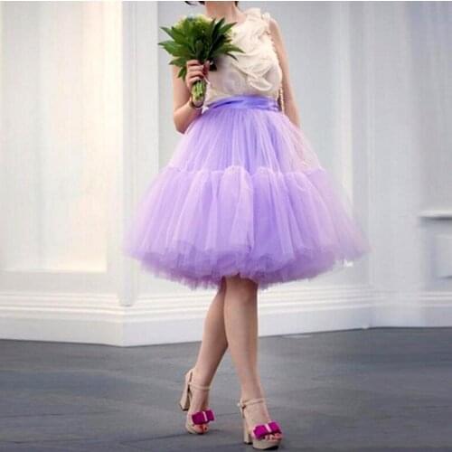 Lavender Tulle Tutu Skirts Knee Length 2021 Summer Womens Petticoat faldas saia jupe Layered Women Skirt Birthday Photo Shoot